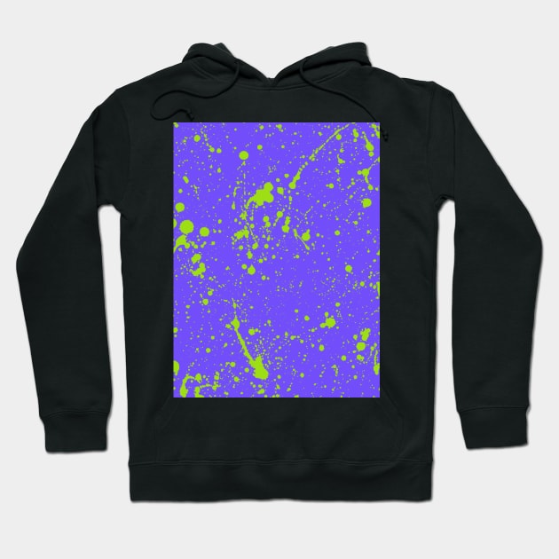 Green Lime Spray Splatter On Lavender Hoodie by Pulpixel